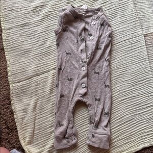 Gray Sleeveless Baby Romper with grasshopper Print